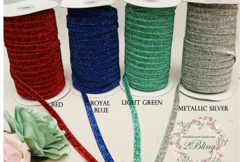 Glitter Elastic, VELVET  - 1cm wide - 2m Length